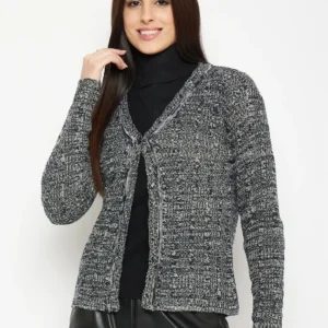 Navy Self Design Knitted Cardigan