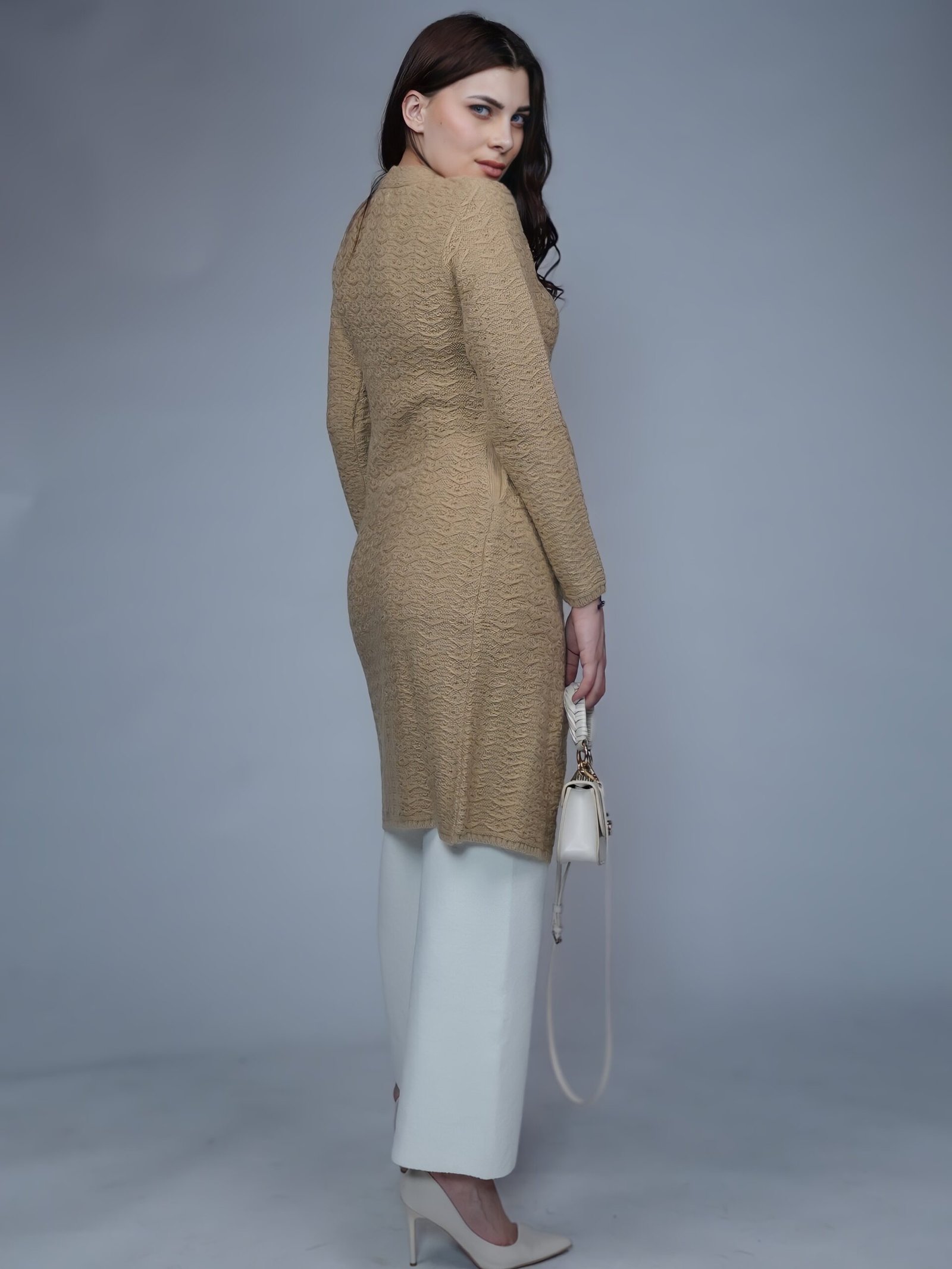 Creative Line Camel Knitted Long Cardigan 8 7 13 scaled