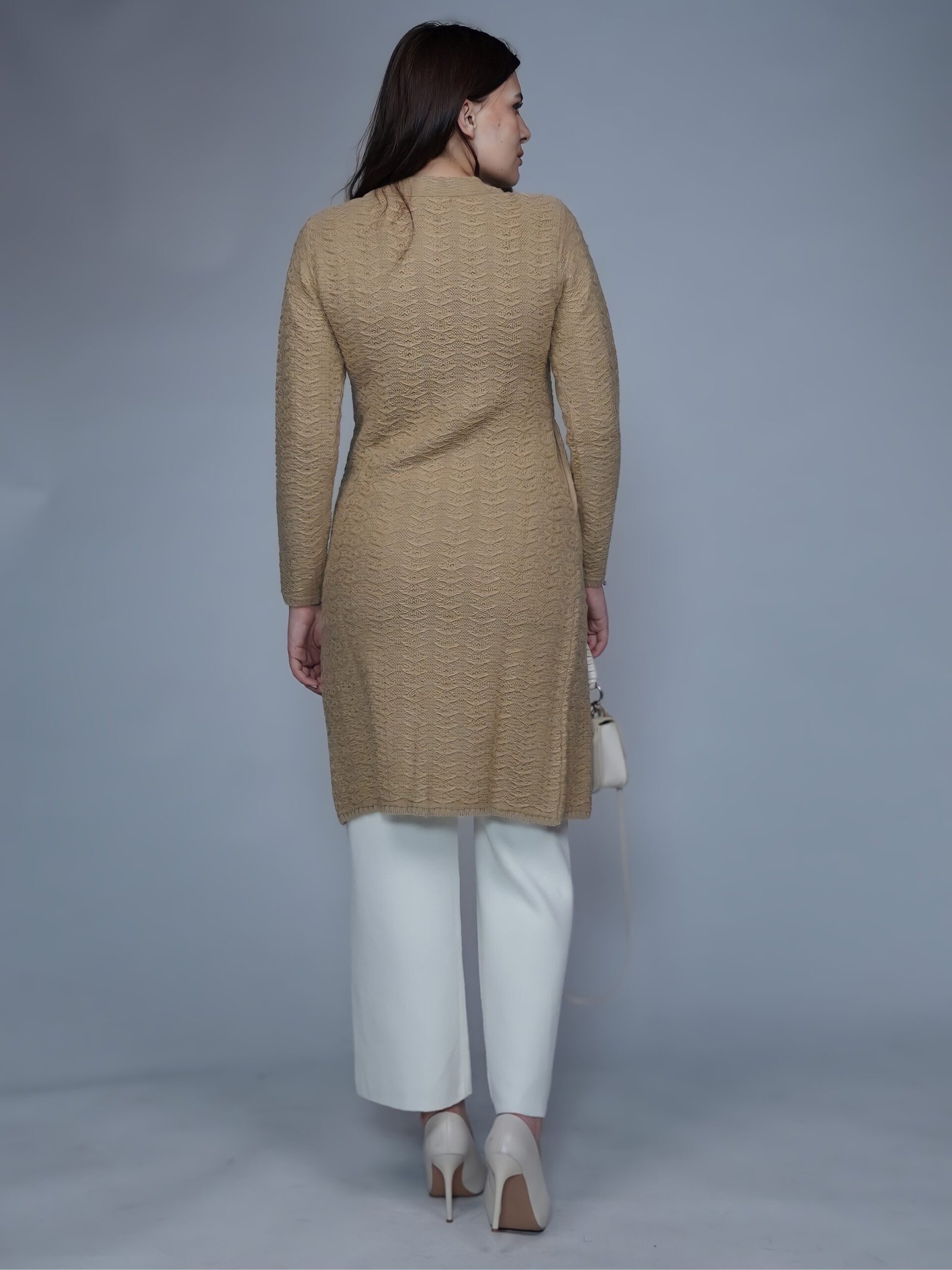 Creative Line Camel Knitted Long Cardigan 9 8 12 scaled