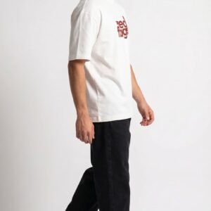 CREATIVE LINE WHITE MEN'S OVERSIZED T-SHIRT