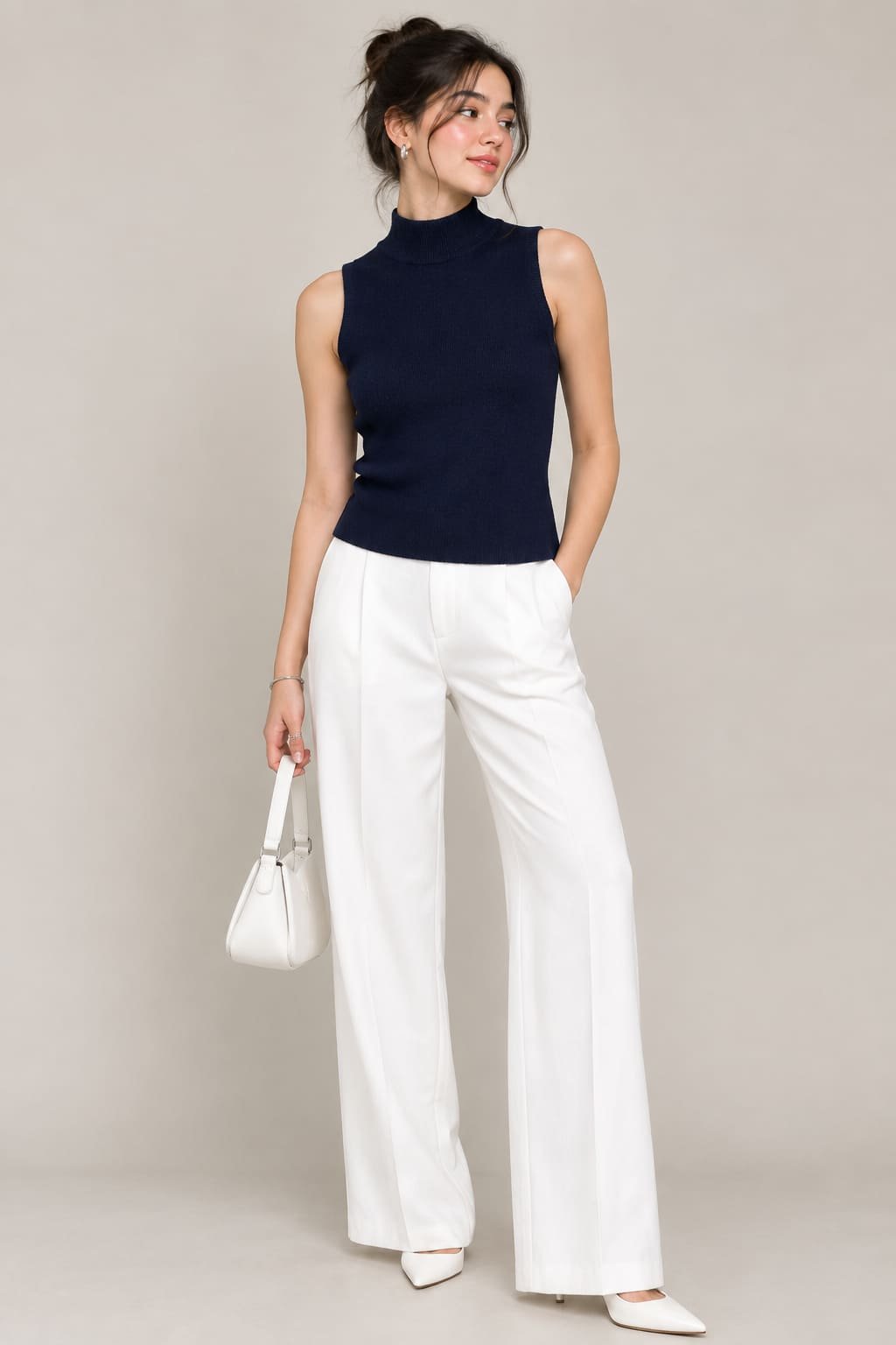 Creative Line Self Desgin Knitted Sleeveless Skivi 2 1 4