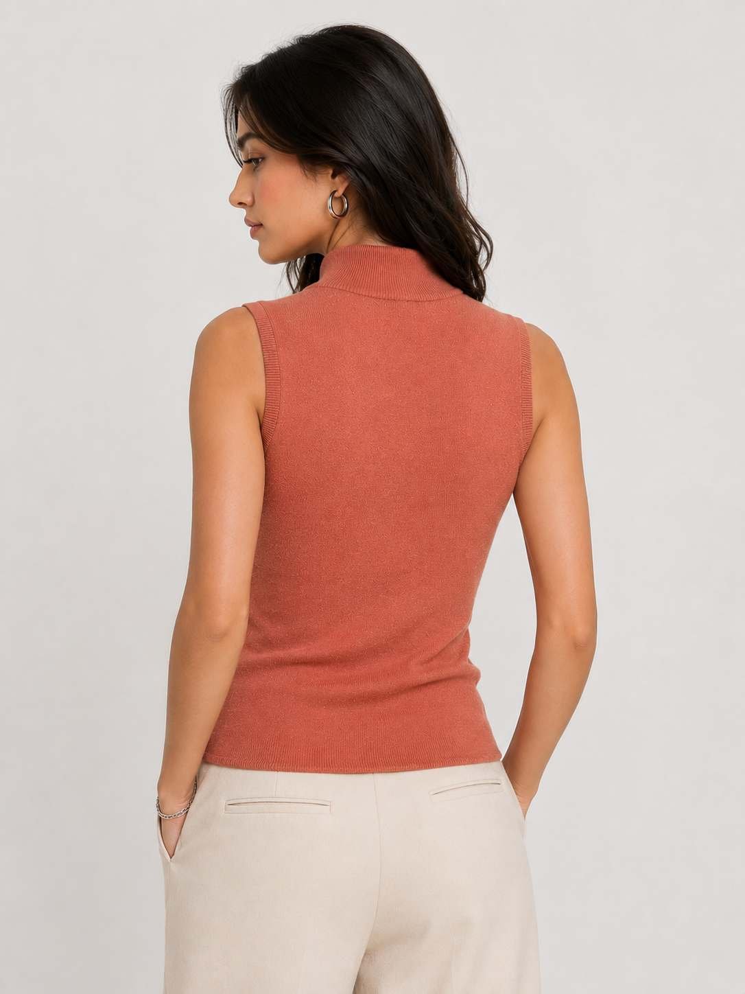 Creative Line Self Desgin Knitted Sleeveless Skivi 2 1