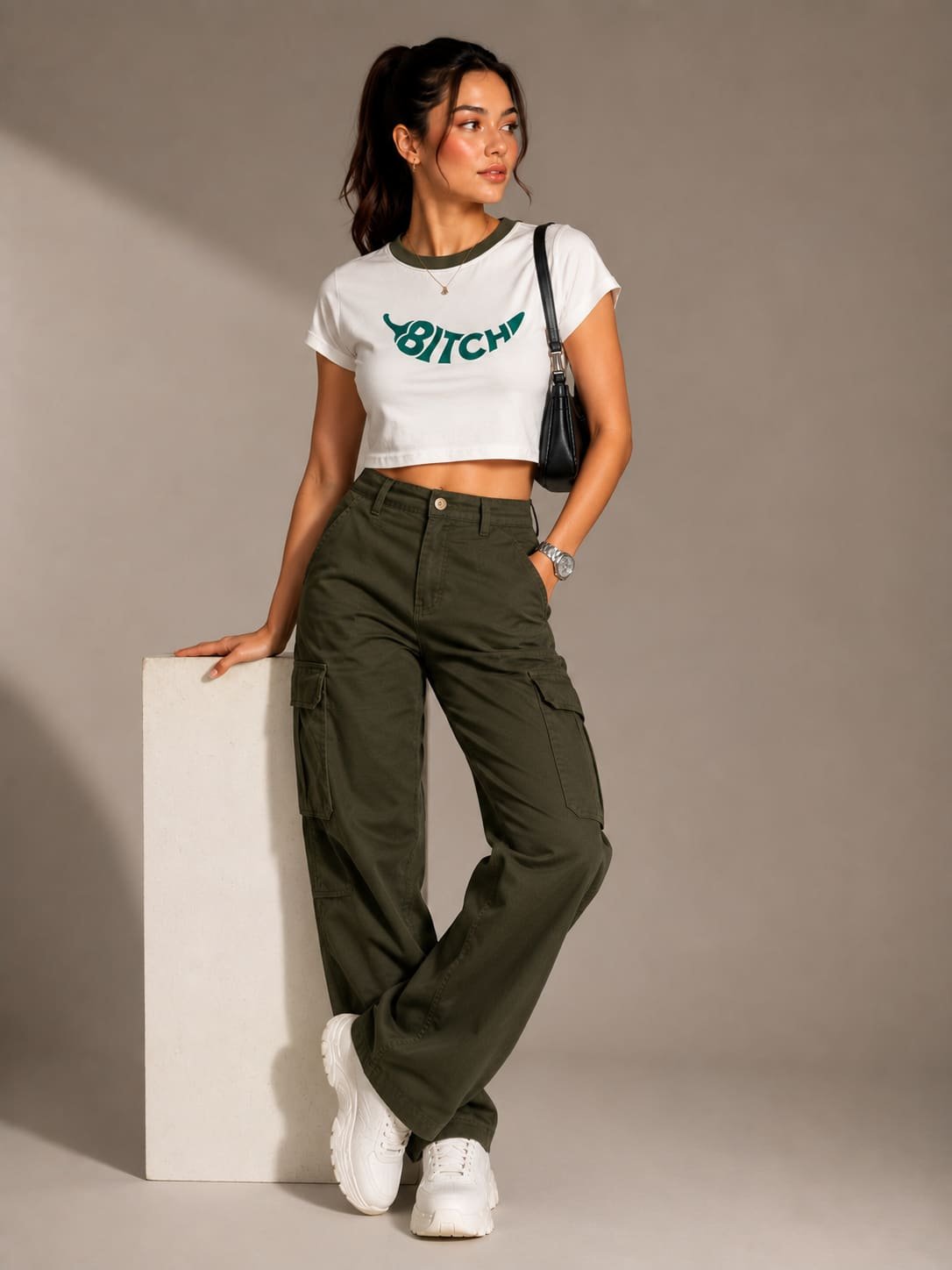 Creative Line Crop Women T-Shirt 1 4 2