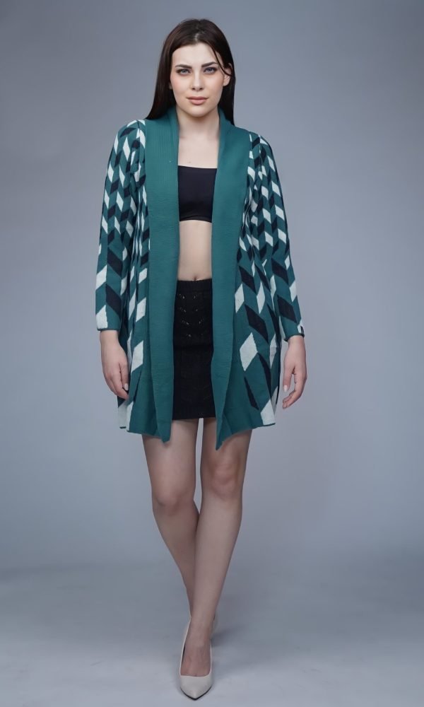 Green Knitted Shrug for Women by Creative Line
