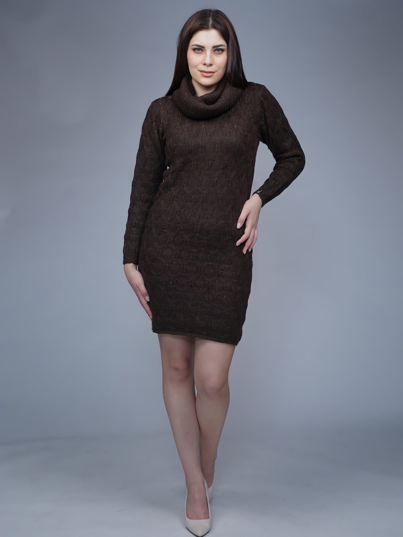Coffee Knitted Dress for Women by Creative Line