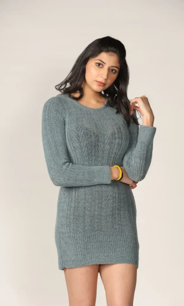 White Knitted Dress for Women by Creative Line