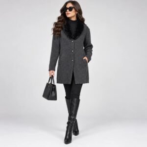 CREATIVE LINE BLACK FUR COAT