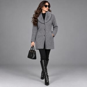 CREATIVE LINE GREY FUR COAT