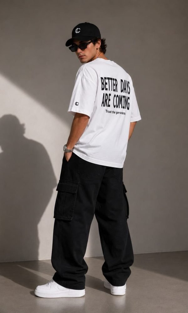 White Oversized T-Shirt for Men by Creative Line