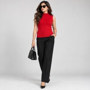 Creative Line Self Desgin Knitted Sleeveless Skivi