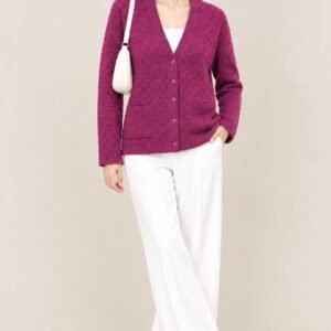 CREATIVE LINE TEXURED V NECK CARDIGAN