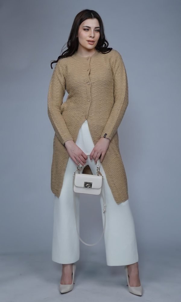 Camel Long Cardigan for Women by Creative Line