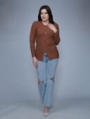 Copper Knitted Cardigan for Women by Creative Line