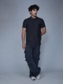 Black Drop Shoulder T-Shirt for Men by Creative Line