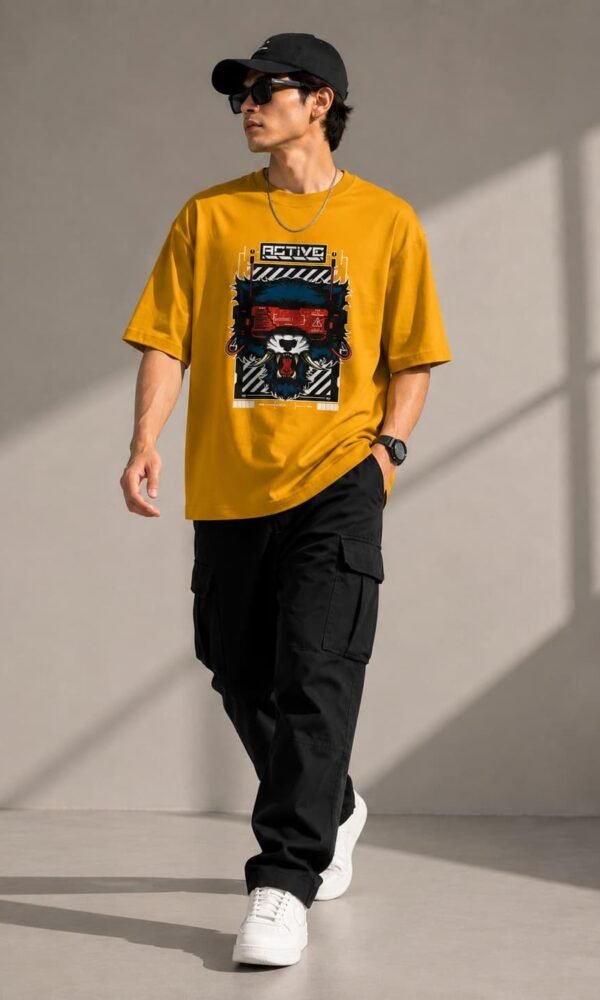 Mustard Oversized T-Shirt for Women by Creative Line