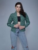 Bottle Green Short Shrug for Women by Creative Line