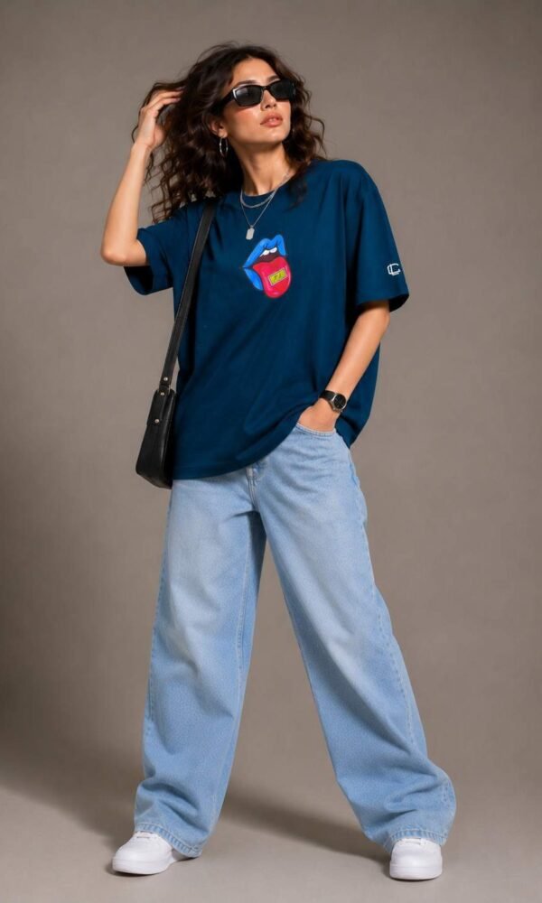 Teal Oversized T-Shirt for Women by Creative Line