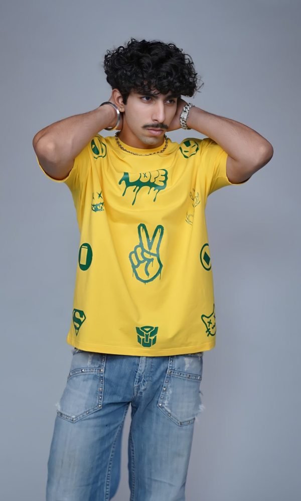 Yellow Oversized T-Shirt for Men by Creative Line