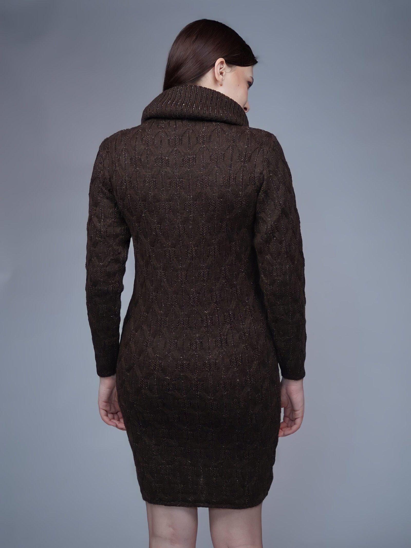 Creative Line Beige Self Design Knitted Dress - Image 8