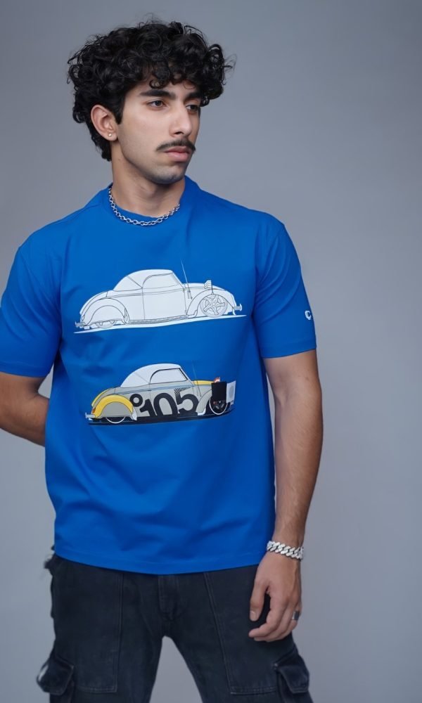 Blue Drop Shoulder T-Shirt for Men by Creative Line