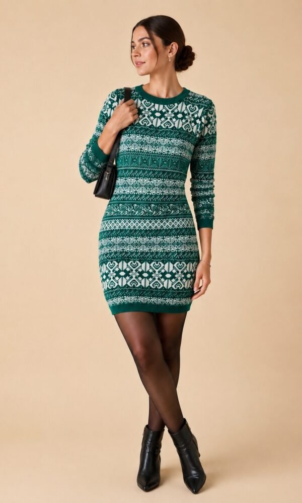 Green Sweater Dress for Women by Creative Line
