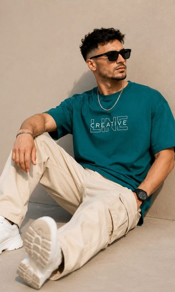 Teal Oversized T-Shirt for Men by Creative Line