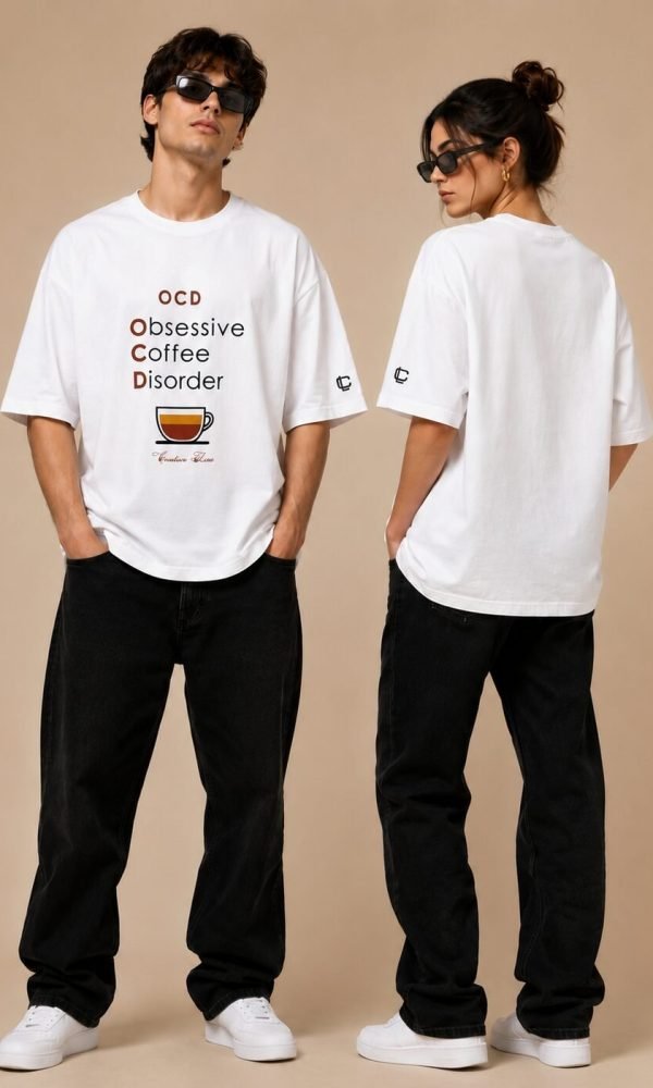 White Oversized T-Shirt for Men by Creative Line