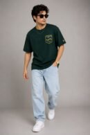 Bottle Green Oversized T-Shirt for Men by Creative Line