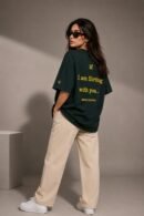 Bottle Green Oversized T-Shirt for Men by Creative Line