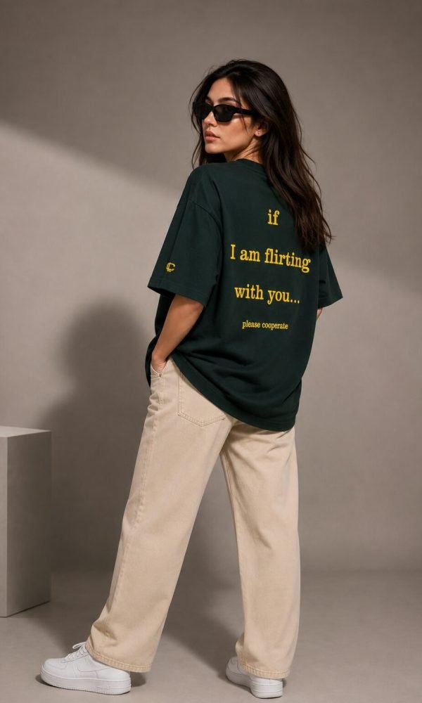 Bottle Green Oversized T-Shirt for Men by Creative Line