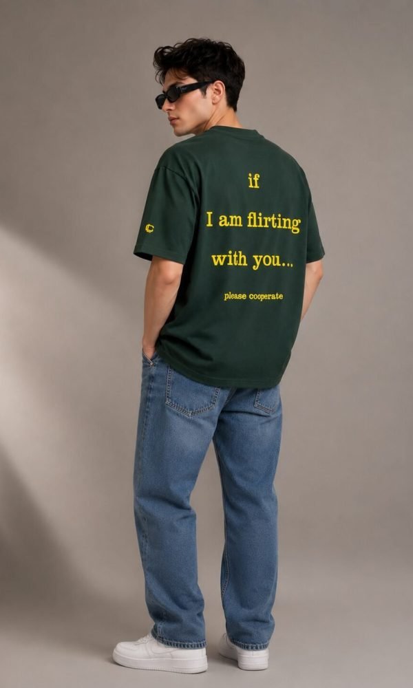 Bottle Green Oversized T-Shirt for Men by Creative Line