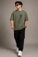 Olive Oversized T-Shirt for Men by Creative Line