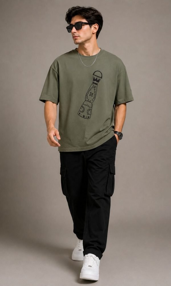 Olive Oversized T-Shirt for Men by Creative Line