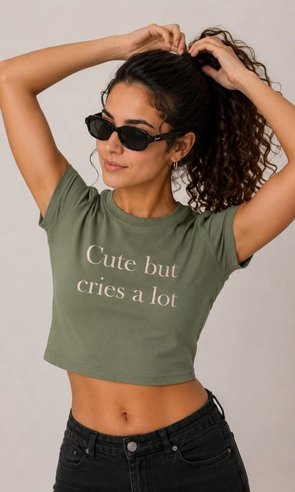 Olive Crop T-Shirt for Women by Creative Line