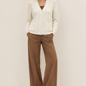 CREATIVE LINE TEXURED V NECK CARDIGAN