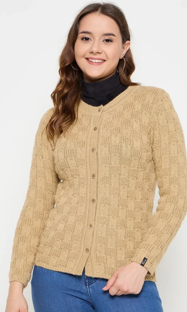 Beige Knitted Cardigan for Women by Creative Line
