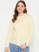 Cream Knitted Cardigan for Women by Creative Line