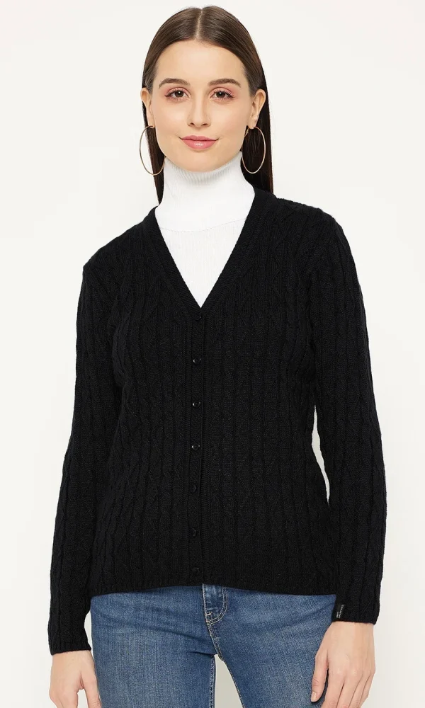 Black Knitted Cardigan for Women by Creative Line