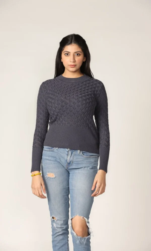 Grey Design Sweater for Women by Creative Line