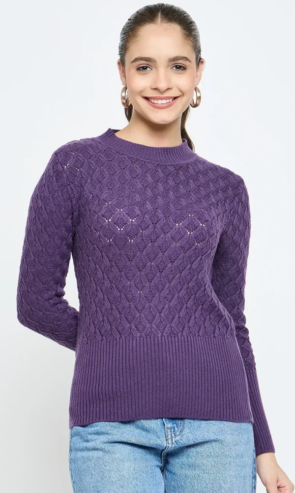 Purple Knitted Top for Women by Creative Line