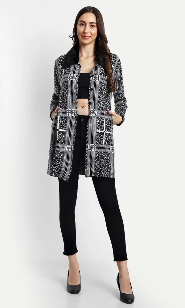 Grey Long Coat for Women by Creative Line