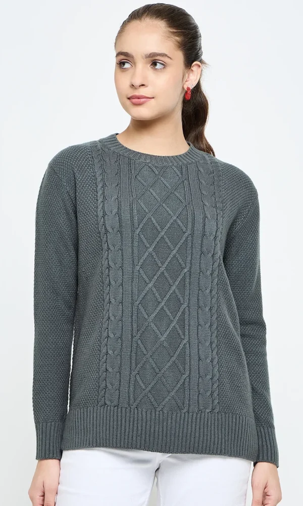 Grey Knitted Top for Women by Creative Line