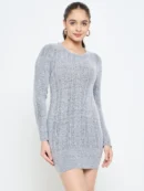 Grey Knitted Dress for Women by Creative Line