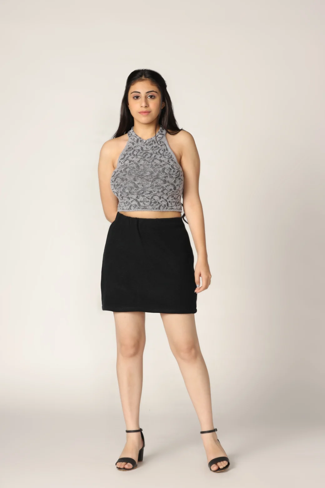 Grey Knitted Top for Women by Creative Line