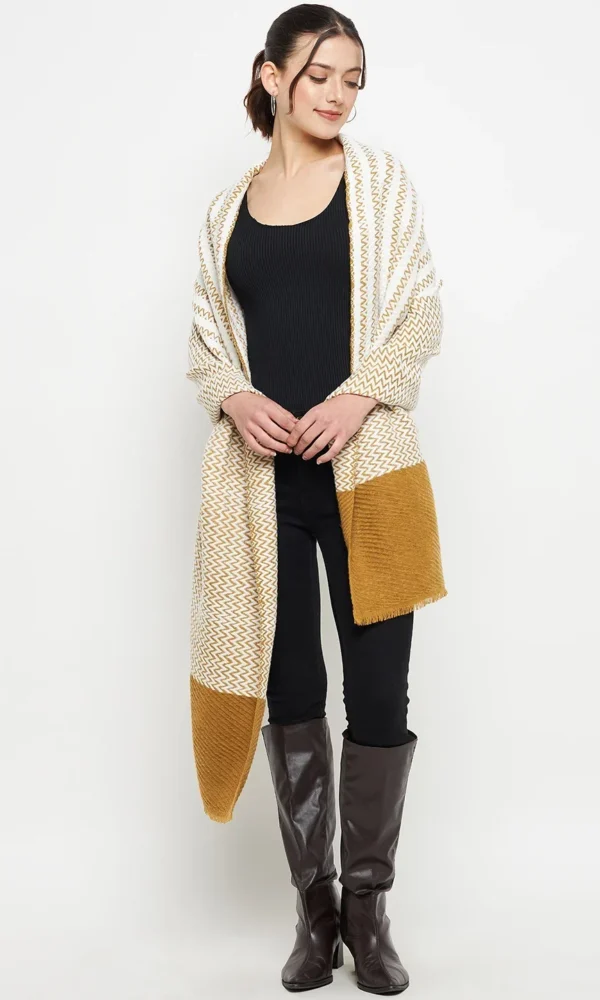 White Knitted Stole for Women by Creative Line