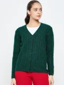 Green Knitted Cardigan for Women by Creative Line