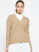Beige Knitted Cardigan for Women by Creative Line