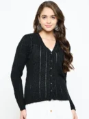 Black Knitted Cardigan for Women by Creative Line