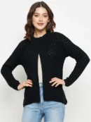 Black Knitted Cardigan for Women by Creative Line
