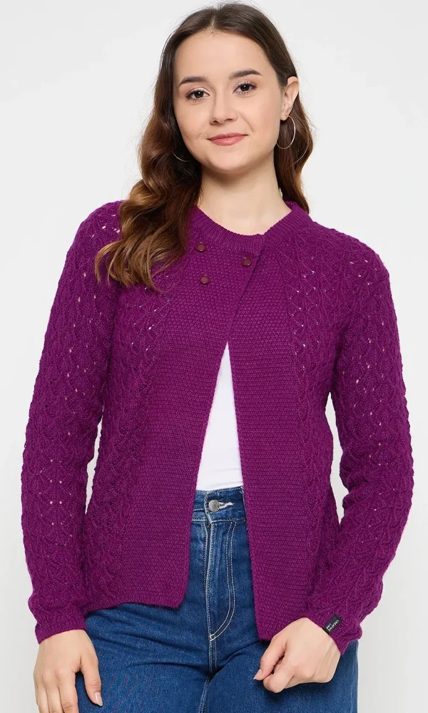 Brown Knitted Cardigan for Women by Creative Line